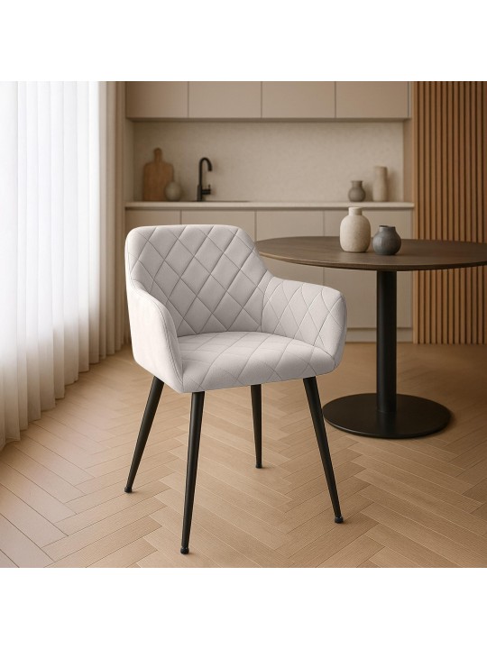 Sæt med 2 spisestuestole Monett velvet B, grå