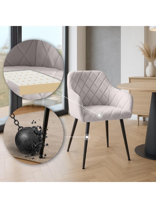 Sæt med 2 spisestuestole Monett velvet B, grå