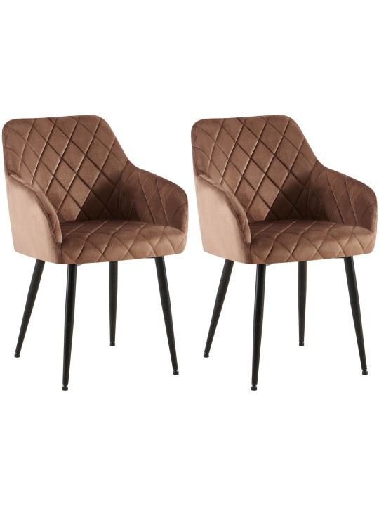 Sæt med 2 spisestuestole Monett velvet B, brun