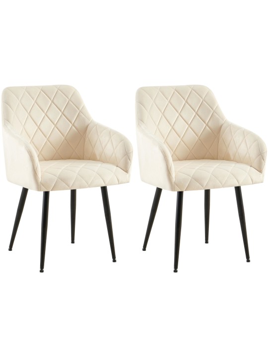 Sæt med 2 spisestuestole Monett velvet B, creme