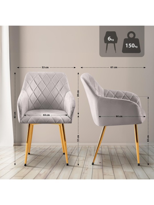 Spisestuestol Monett fløjl G, grå