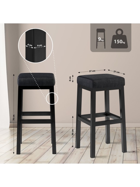 Barstol Taylor B80 stof, mørkegrå