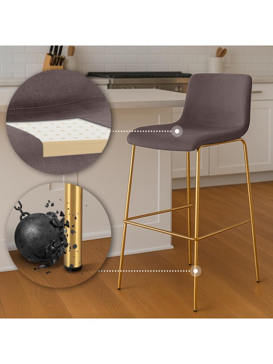 Barstol Hoover Velvet 4-fods guld, brun Barstol Hoover Velvet 4-fods guld, brun