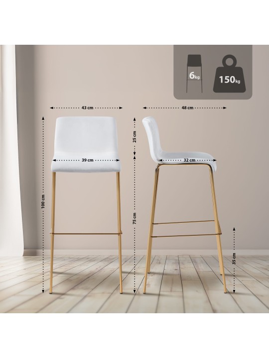 Barstol Hoover Velvet 4-fods guld, creme Barstol Hoover Velvet 4-fods guld, creme