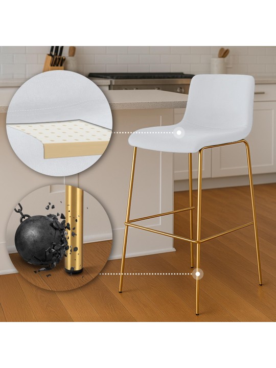 Barstol Hoover Velvet 4-fods guld, creme Barstol Hoover Velvet 4-fods guld, creme