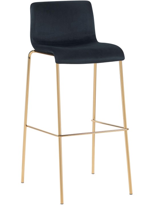 Barstol Hoover Velvet 4-fods guld, sort Barstol Hoover Velvet 4-fods guld, sort