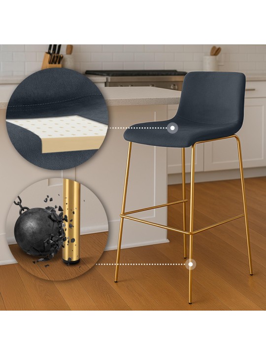 Barstol Hoover Velvet 4-fods guld, sort Barstol Hoover Velvet 4-fods guld, sort