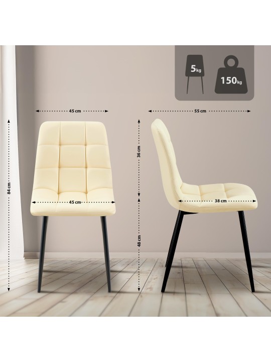 Spisestuestol Antibes imiteret læder, creme