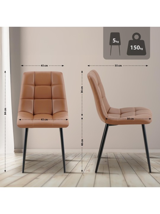 Spisestuestol Antibes imiteret læder, mørkebrun