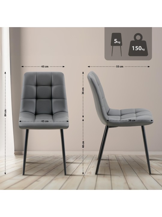 Spisestuestol Antibes imiteret læder, mørkegrå Spisestuestol Antibes imiteret læder, mørkegrå