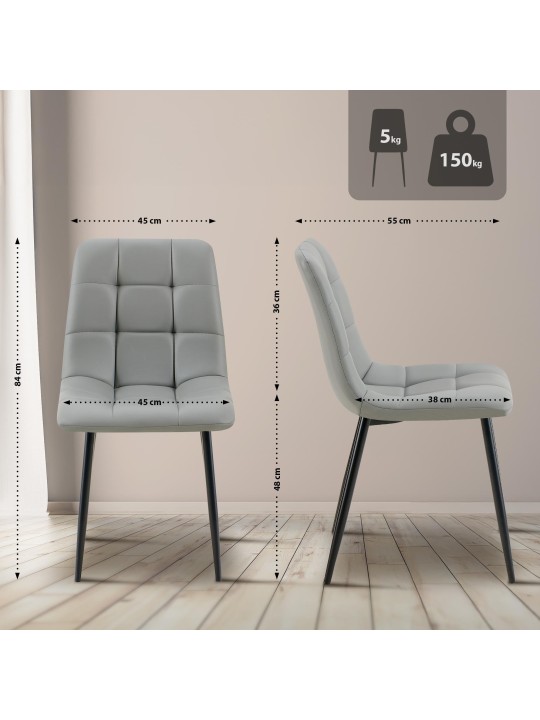 Spisestuestol Antibes imiteret læder, lysegrå