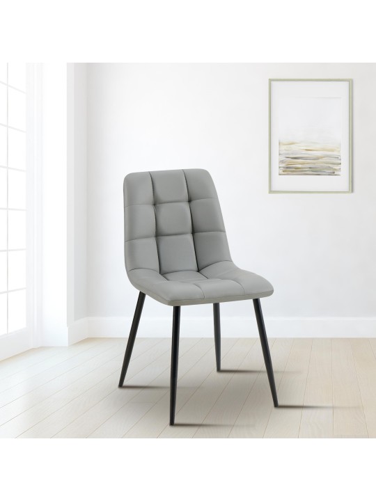 Spisestuestol Antibes imiteret læder, lysegrå
