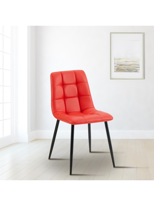 Spisestuestol Antibes imiteret læder, rød