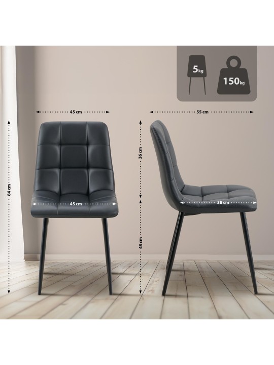Spisestuestol Antibes imiteret læder, sort
