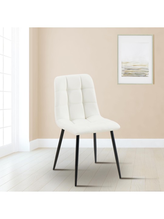 Spisestuestol Antibes imiteret læder, hvid