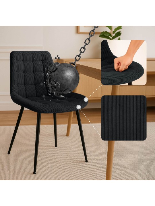 Sardna Cord spisestuestol, sort