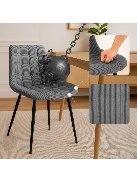 Sardna Cord spisestuestol, grå