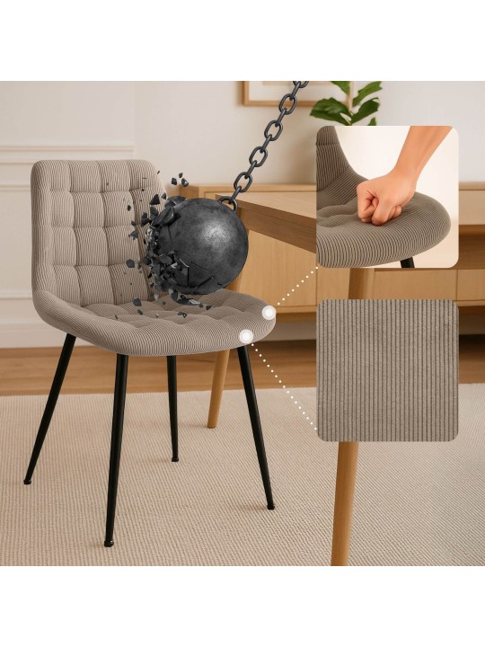 Sardna Cord spisestuestol, taupe