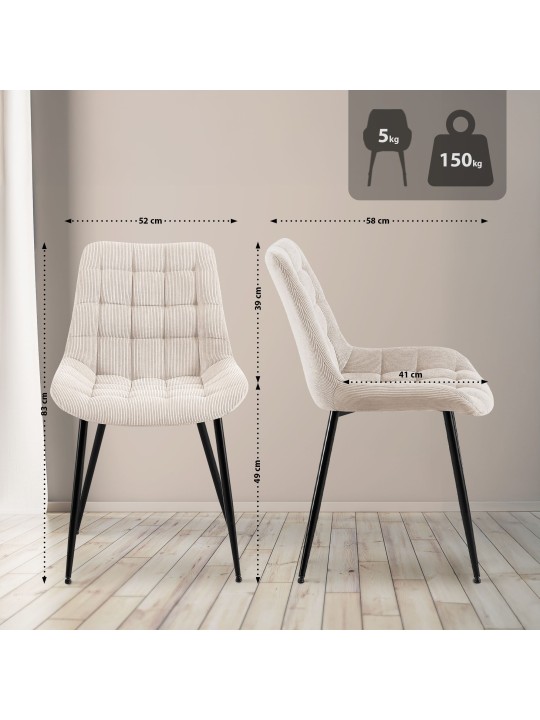 Sardna Cord spisestuestol, creme Sardna Cord spisestuestol, creme