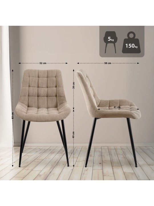 Sardna Cord spisestuestol, taupe