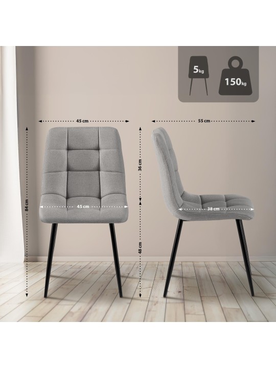 Spisestuestol Antibes stof, lysegrå