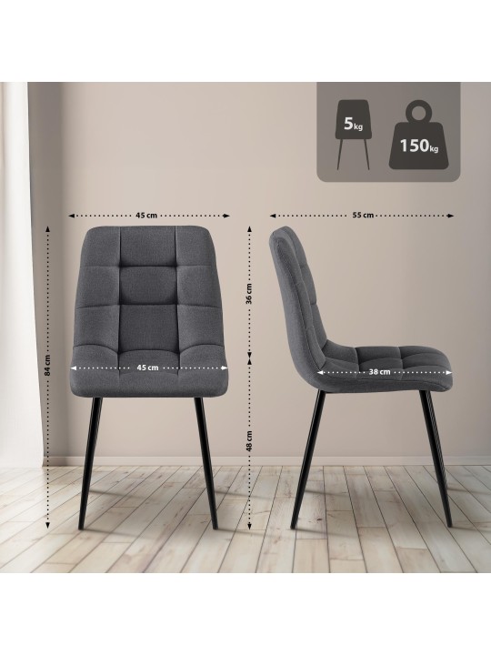 Sæt med 4 spisestuestole Antibes stof, mørkegrå