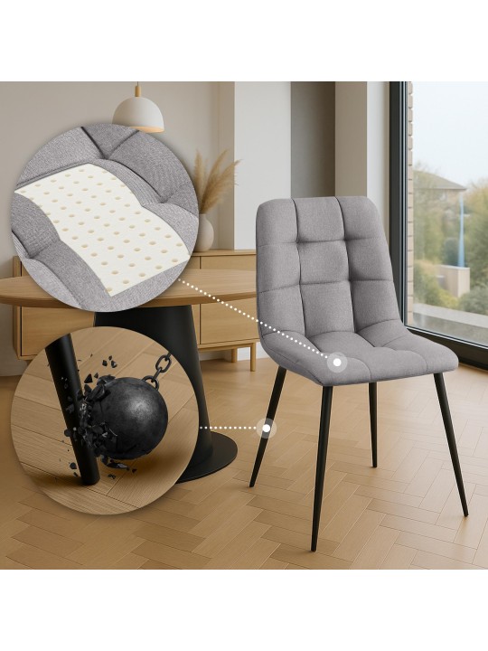 Sæt med 4 spisestuestole Antibes stof, lysegrå