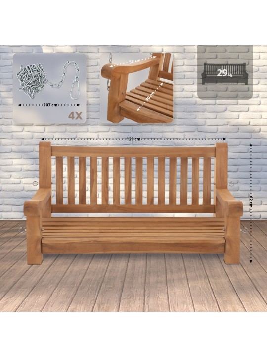 Joyce gyngebænk 120 cm, teak