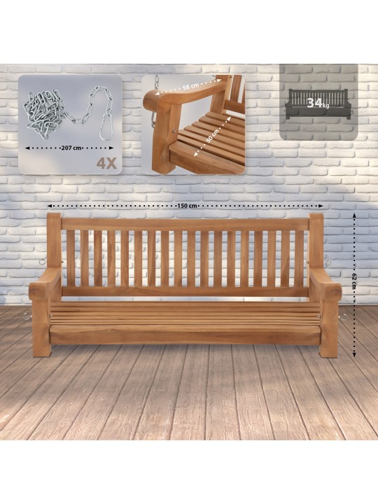 Gyngebænk Joyce 150 cm, teak