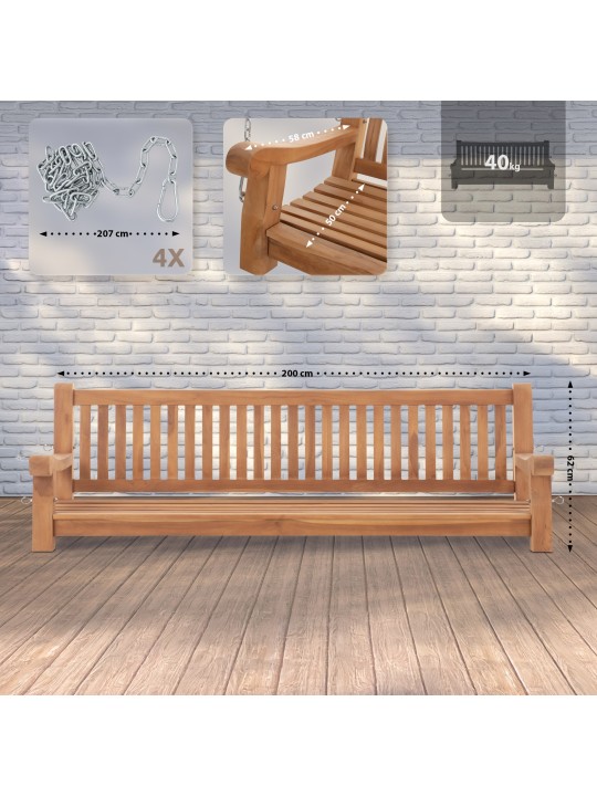 Joyce gyngebænk 200 cm, teak