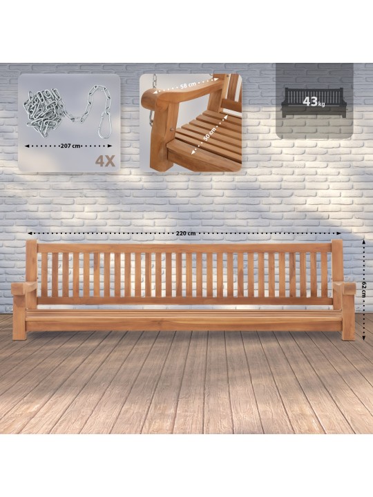 Joyce gyngebænk 220 cm, teak