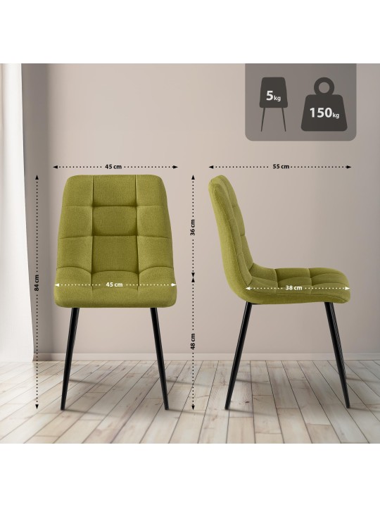 Sæt med 4 spisestuestole Antibes stof, grøn