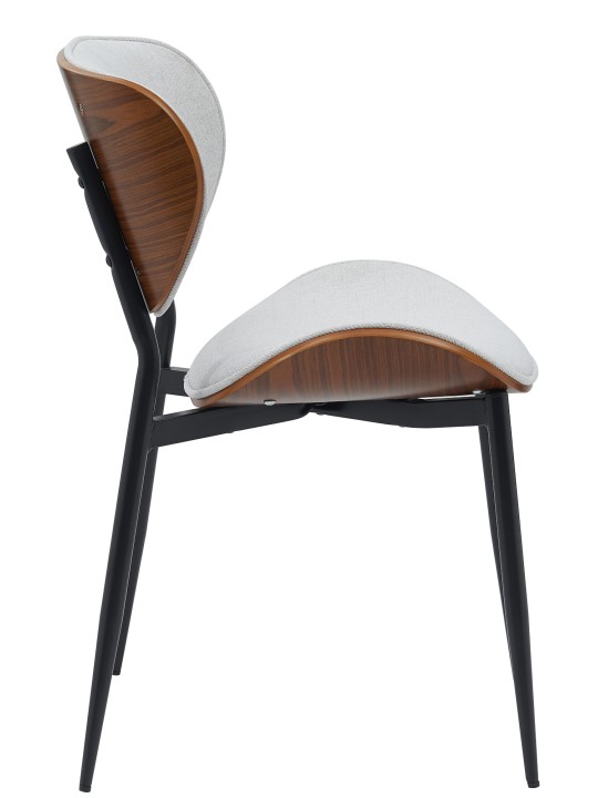 Sæt med 2 spisestuestole Enid stof, valnød/creme