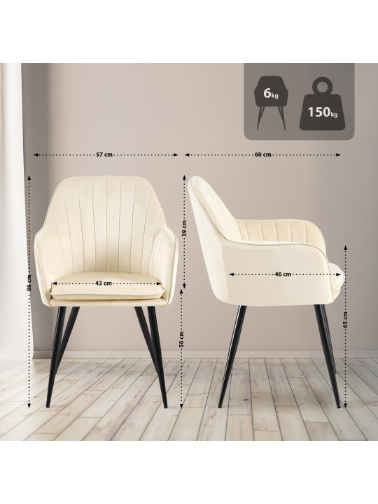 Spisestuestol Cheryl velvet, creme