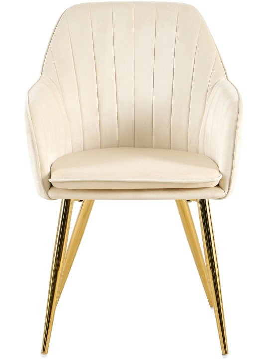 Spisestuestol Cheryl velour guld, creme