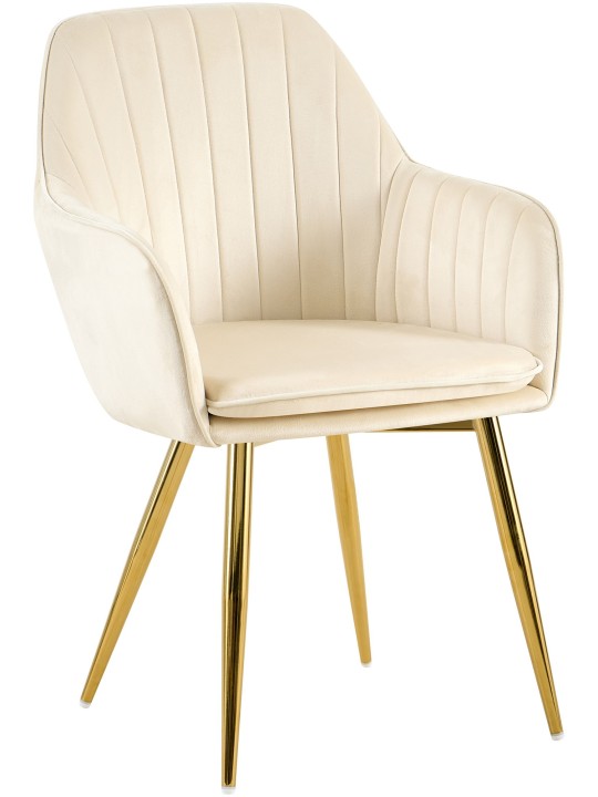 Spisestuestol Cheryl velour guld, creme