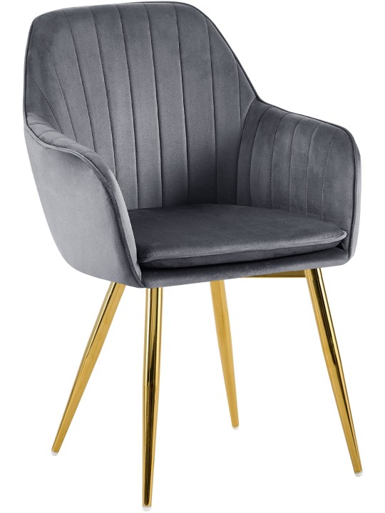 Spisestuestol Cheryl velour guld, mørkegrå