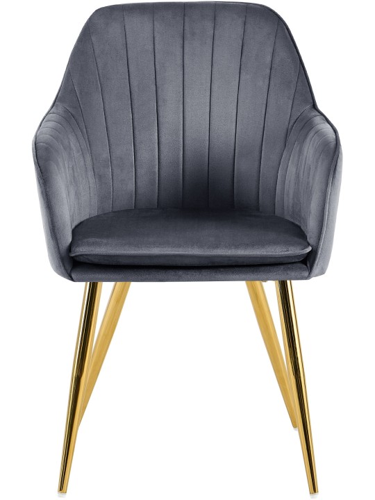 Spisestuestol Cheryl velour guld, mørkegrå