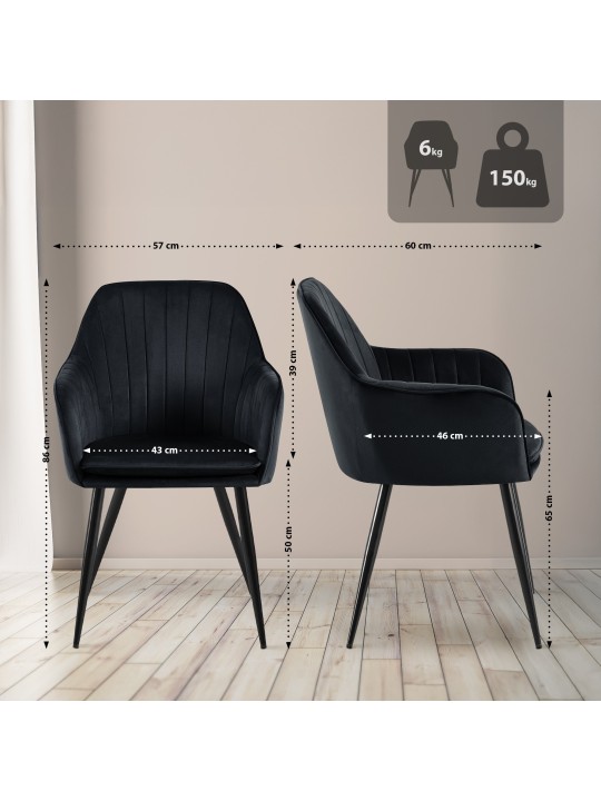 Spisestuestol Cheryl velvet, sort