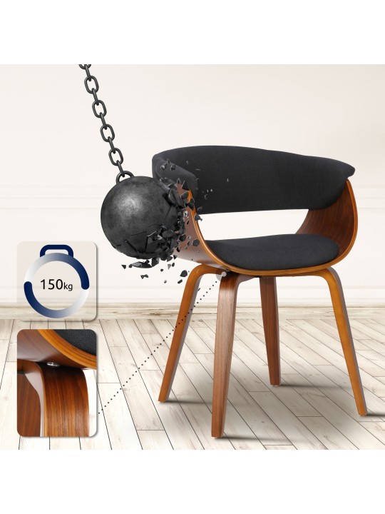 Stol Bruce stof valnød, sort