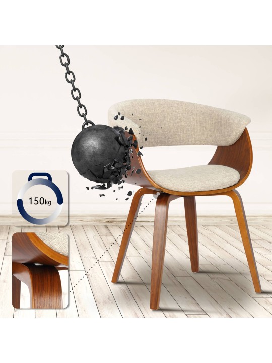 Stol Bruce stof valnød, creme