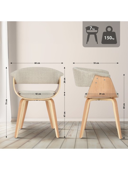 Stol Bruce stof naturligt, creme