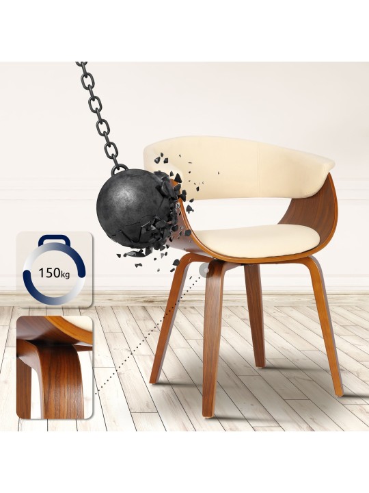 Stol Bruce imiteret læder valnød, creme