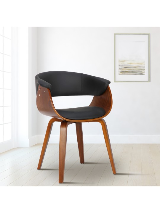 Stol Bruce imiteret læder valnød, sort