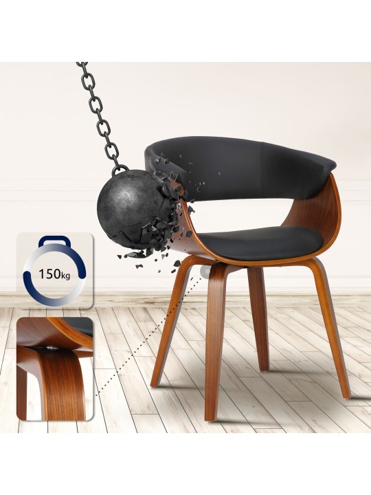 Stol Bruce imiteret læder valnød, sort