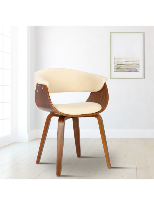 Stol Bruce imiteret læder valnød, creme