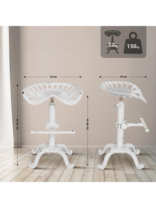 Sæt med 2 barstole Butch, antik hvid