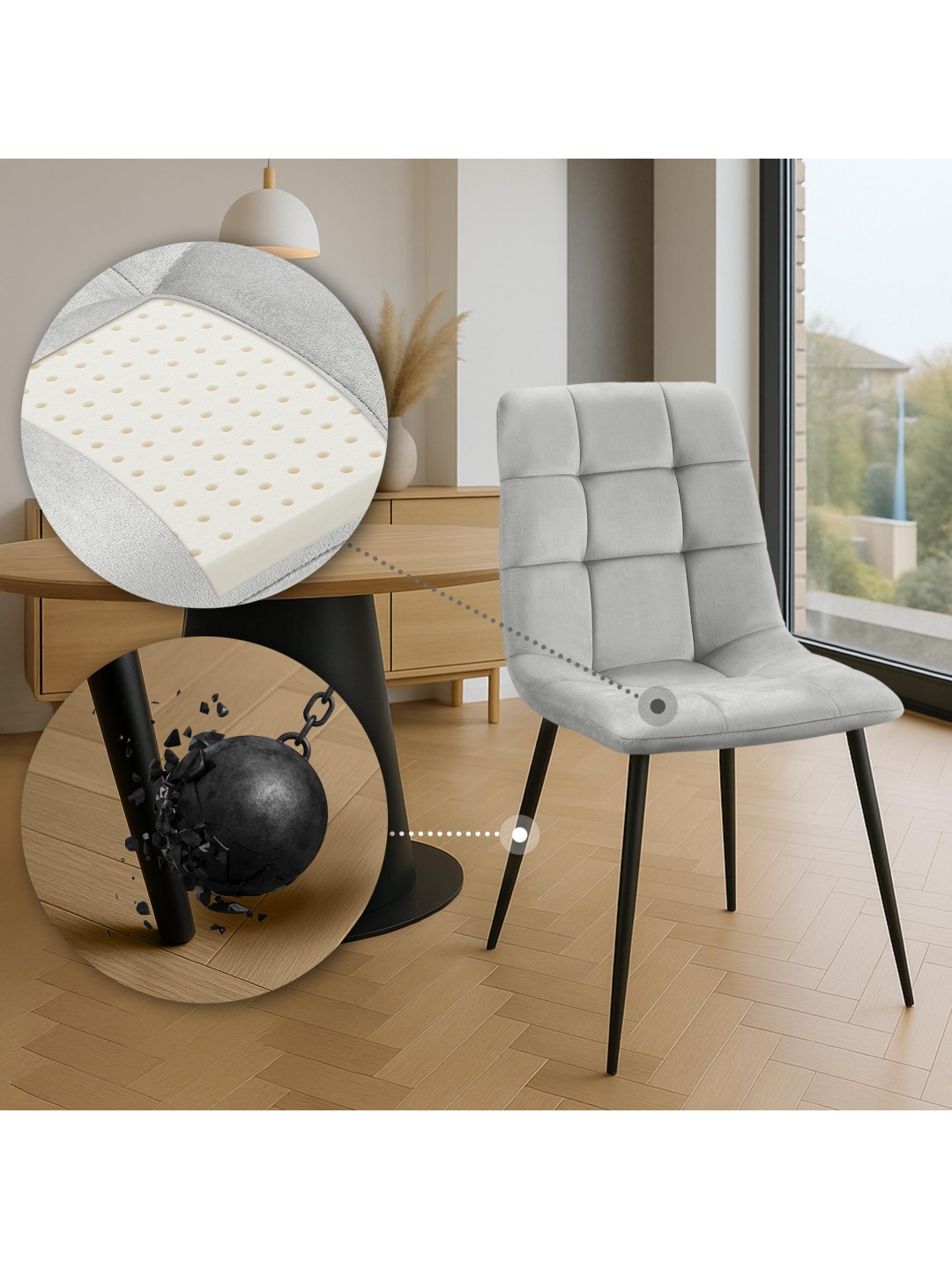 Antibes spisestuestol, grå