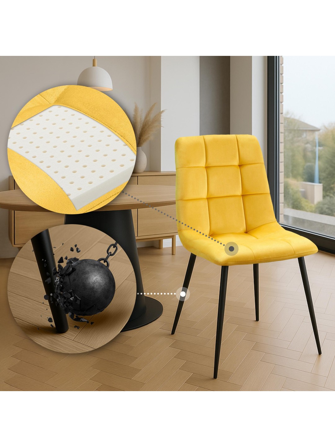 Antibes spisestuestol, gul