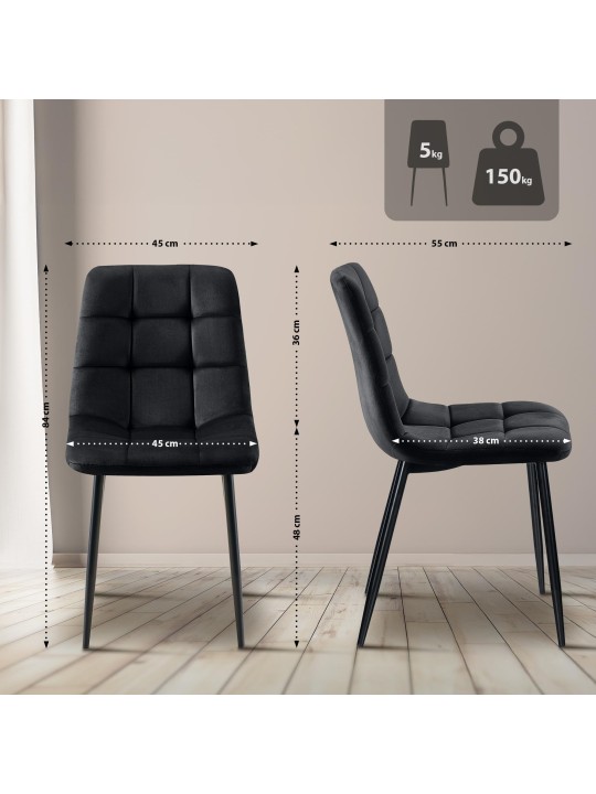 Sæt med 4 spisestuestole Antibes, sort